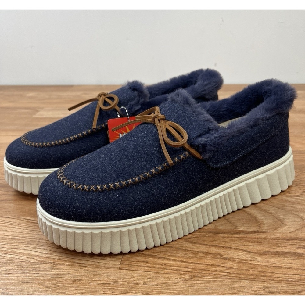 Skechers Cozy Ojai Moccasin Slippers in Navy Women's Size‎ 11 Wide Fit NEW